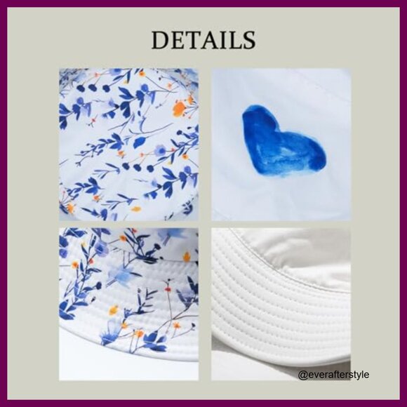 Polyester Bucket Hat with Floral Print, Unisex Fishing Sun Hat